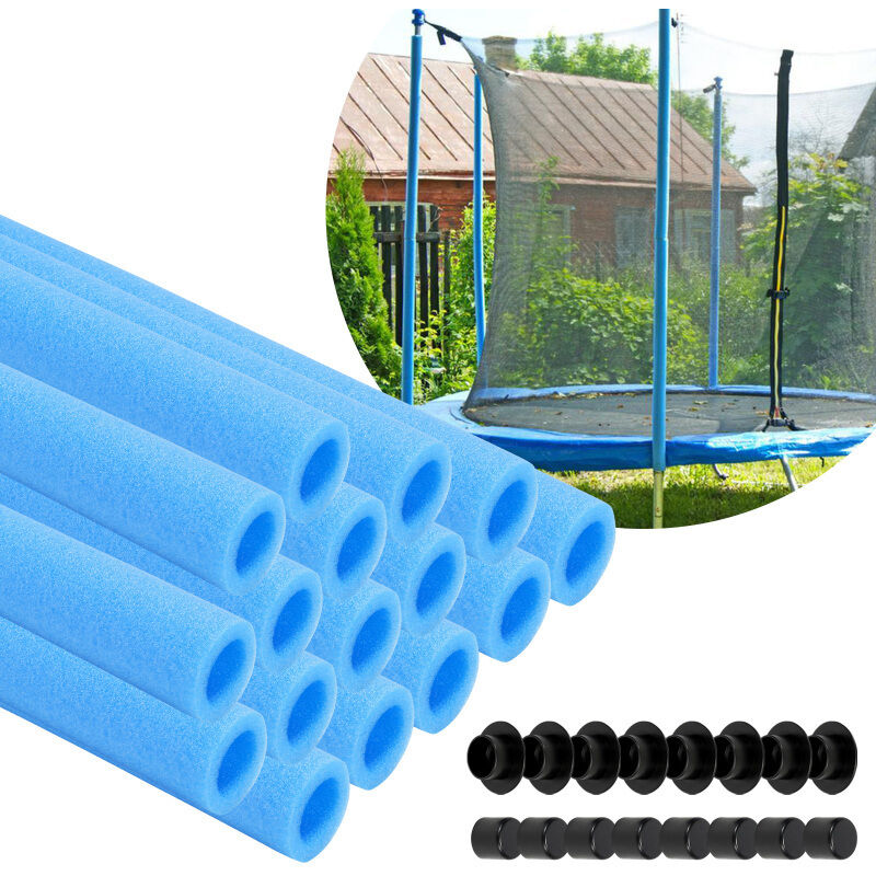 Housse en mousse pour poteau de trampoline - 92CM (diamètre intérieur 3 cm) - Kit de tubes en mousse pour balustrade de lit de saut - Bleu - Swanew