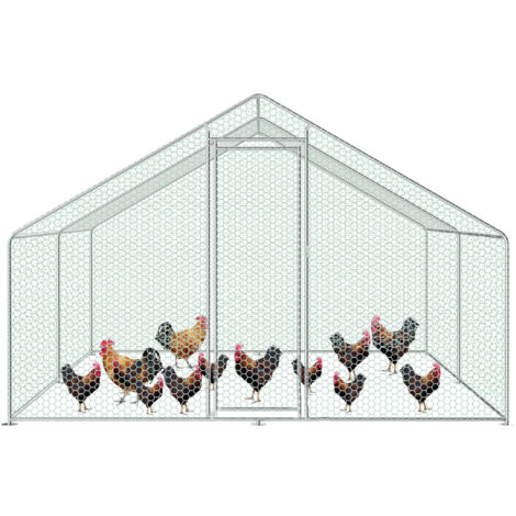 SWANEW Hühnerstall Hühnerhaus Dach Geflügelstall Verzinkter Stahlrahmen mit PE 3 x 2 x 2 m
