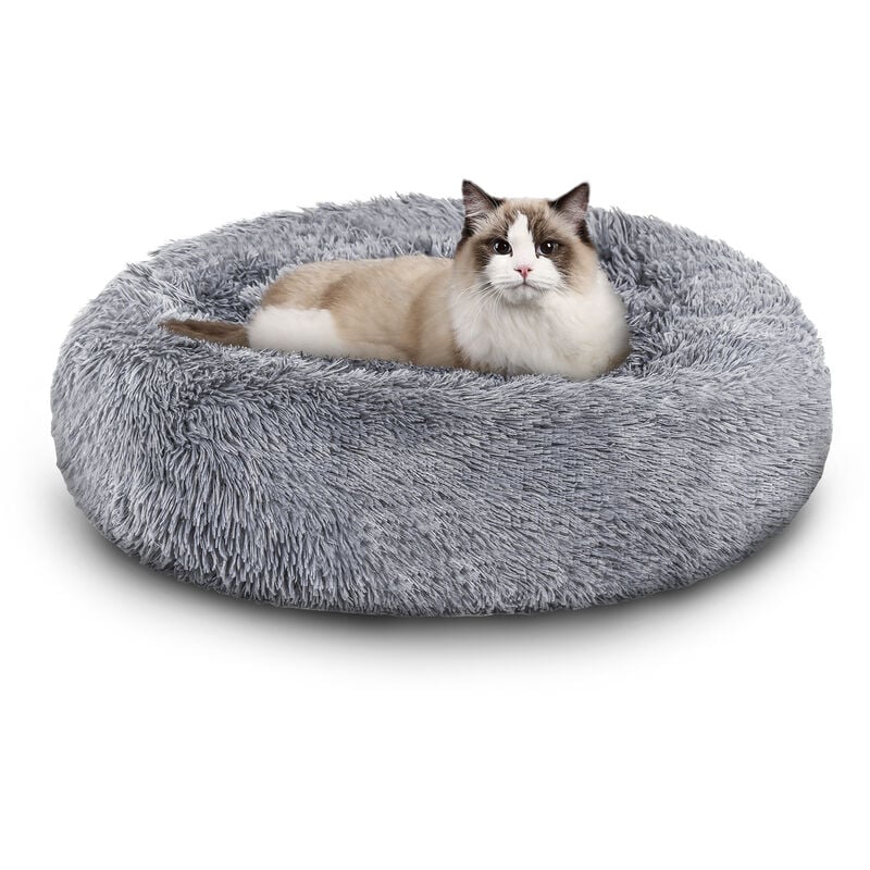 Hundebett Hundebetten Waschbares Hundekissen Weiches Schlafplatz Katzenbett hellgrau 80cm - Swanew