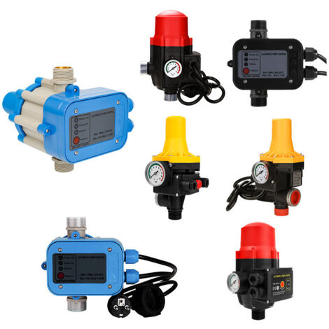 SWANEW Interruptor de presión de jardín, controlador de presión de bomba, 10 bar máx. 1,1kw con cable negro