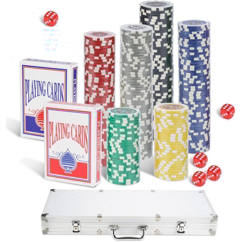 Swanew - Jetons de poker Coffret de Poker en Aluminium avec 300 jetons lasers Malette de Poker Argent