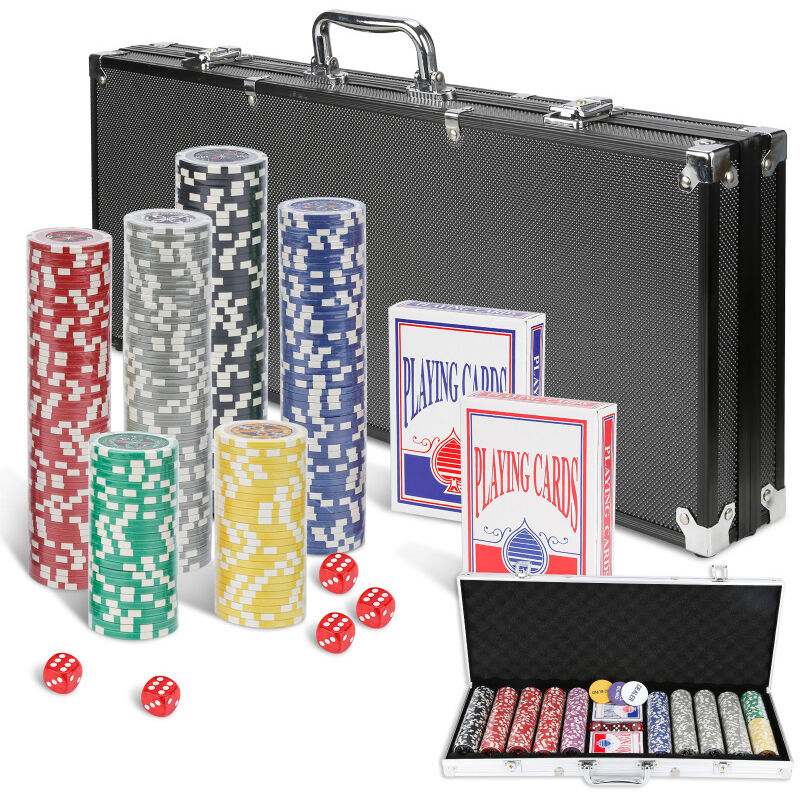 Swanew - Jetons de poker Coffret de Poker en Aluminium avec 300 jetons lasers Malette de Poker Noir
