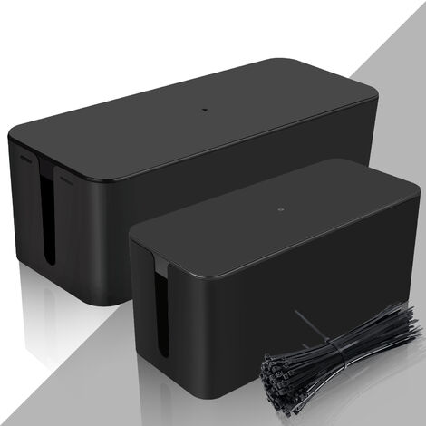SWANEW Kabelbox Schwarz Schreibtisch Netzteile Kabel Box XL+XXL abelmanagement Stecker - Schwarz