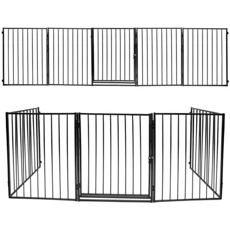 SWANEW Kaminschutzgitter Kinderschutzgitter Schutzgitter Ofen Absperrgitter mit Sicherheitstür Vormontiert ca. 304cm x 76cm