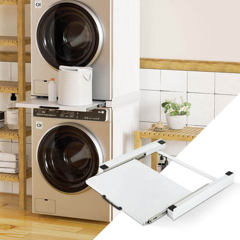 Swanew - Kit de superposition avec tablette, cadre de connexion pour lave-linge blanc 60x54 cm