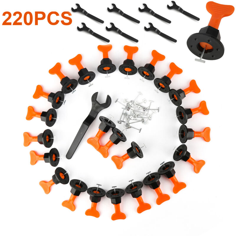 Swanew - Kit de système de nivellement de carrelage réutilisable Niveleur de tuile en t Construction de paroi en céramique, 220 pcs