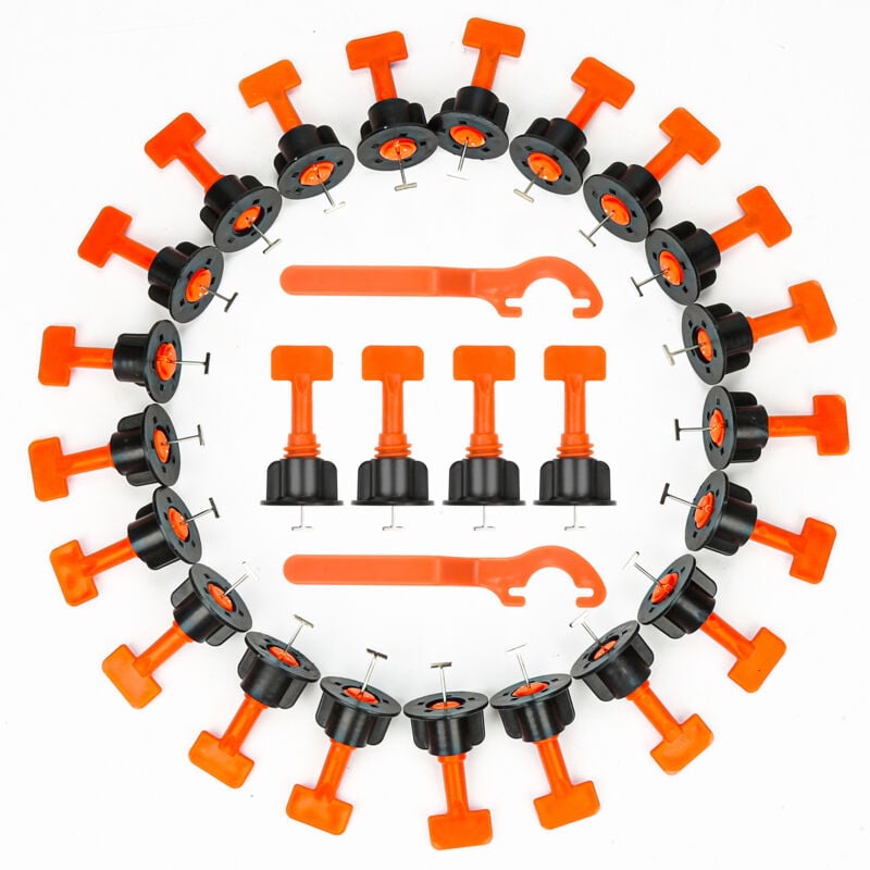 Kit de Système de Nivellement 220pcs Leveller de Carrelage Réutilisable Niveleur de Tuiles Type t et 8pcs Clé Construction de Murs en Céramique