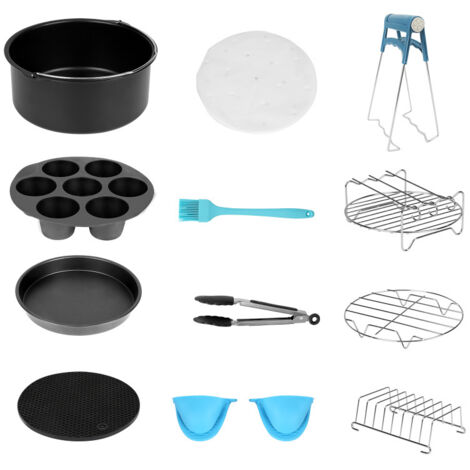 SWANEW Kit di accessori per friggitrice elettrica in acciaio inox 12pcs 8 polliciKit di accessori per friggitrice elettrica in acciaio inox 12pcs