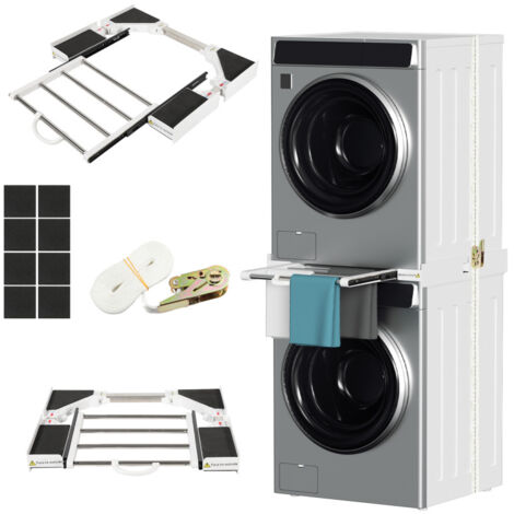 SWANEW Kit di impilamento universale regolabile 54-73 cm Bianco,telaio di collegamento colonna rimovibile Asciugatrice