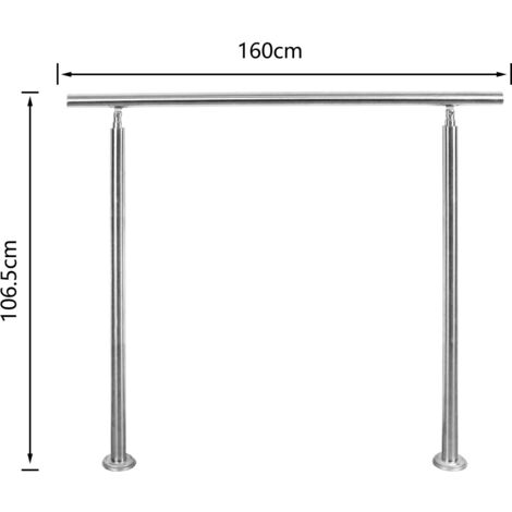 SWANEW Kit di ringhiera per corrimano in acciaio inossidabile con/senza montanti a croce per ringhiere per scale all'interno e all'esterno. balcone (160 cm. senza montanti incrociati)