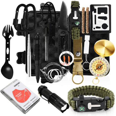 SWANEW Kit di sopravvivenza all'aperto 18 in 1 kit di sopravvivenza di emergenza Kit di sopravvivenza all'aperto