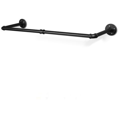 SWANEW Kleiderstange (1 St),Kleiderständer für die Wand,65 kg Belastbarkeit,Kleiderstange Garderobenstange im Industrie-Design,schwarz