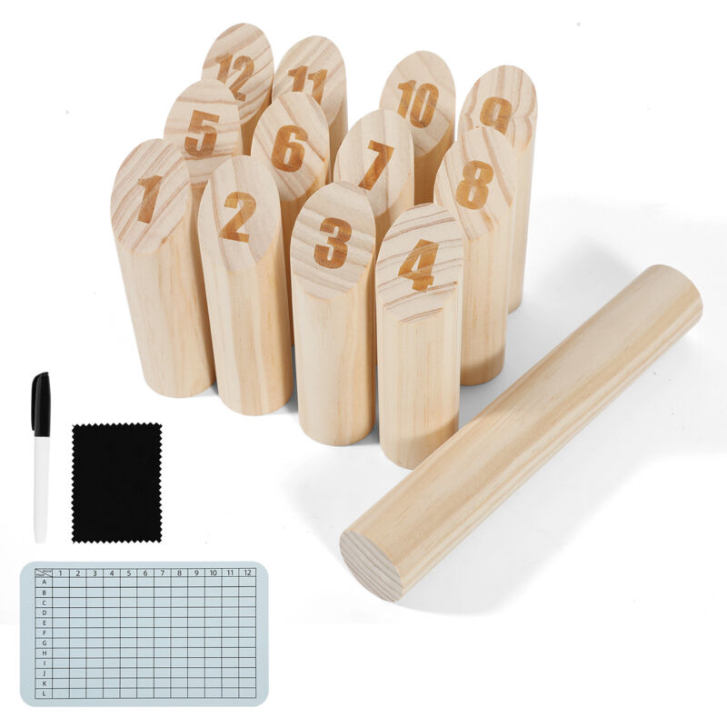 SWANEW Kubb Ensemble de jeu de Kubb viking Jeu d'échecs sur gazon Numéros Jeux de jardin