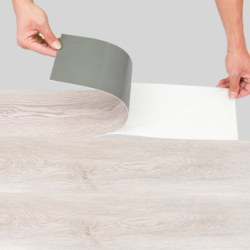 Swanew - Lames de sol pvc adhésives,Boite de 7 lames vinyle auto,adhésives,Chêne blanc, env.1m²
