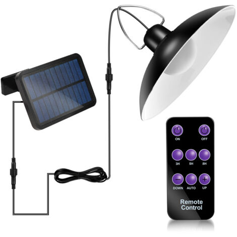 SWANEW Lampada a sospensione solare per esterni con telecomando 3 modalità di luminosità con cavo 3M Lampadario solare bianco