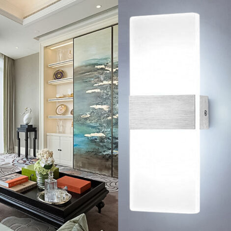 SWANEW Lampada da parete moderna a LED per esterni IP65 Lampada da corridoio per scale Square Up Down Deco Light 7W Nero Bianco freddo