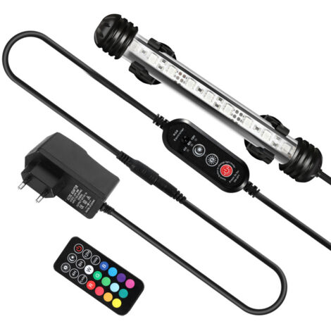 SWANEW Lampada LED per acquario - Lampada a cambio colore con telecomando colorato - IP67 RGB - 18 5 cm
