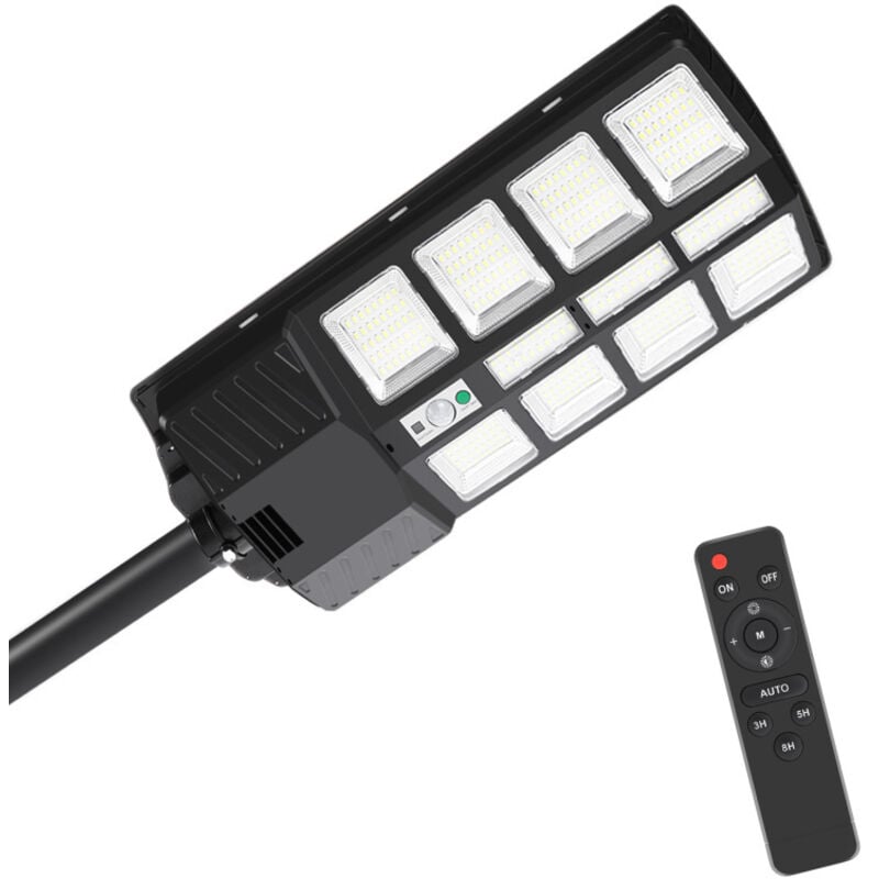 Swanew - Lampadaire solaire led Projecteur solaire étanche avec détecteur de mouvement et télécommande pour extérieur jardin terrasse 300W