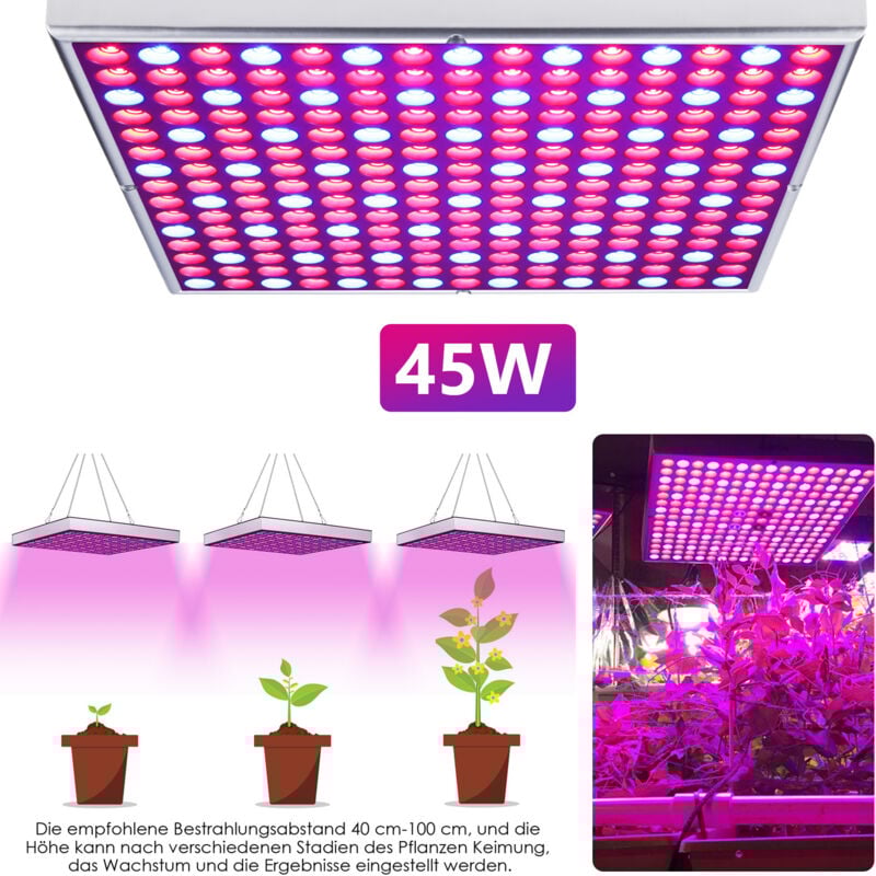 Swanew - Lampe de Croissance Plante 225 LEDs 45W, Lampe de Plante Lumière Bleu Rouge Horticole pour Intérieur Serre Hydroponique Grow Box