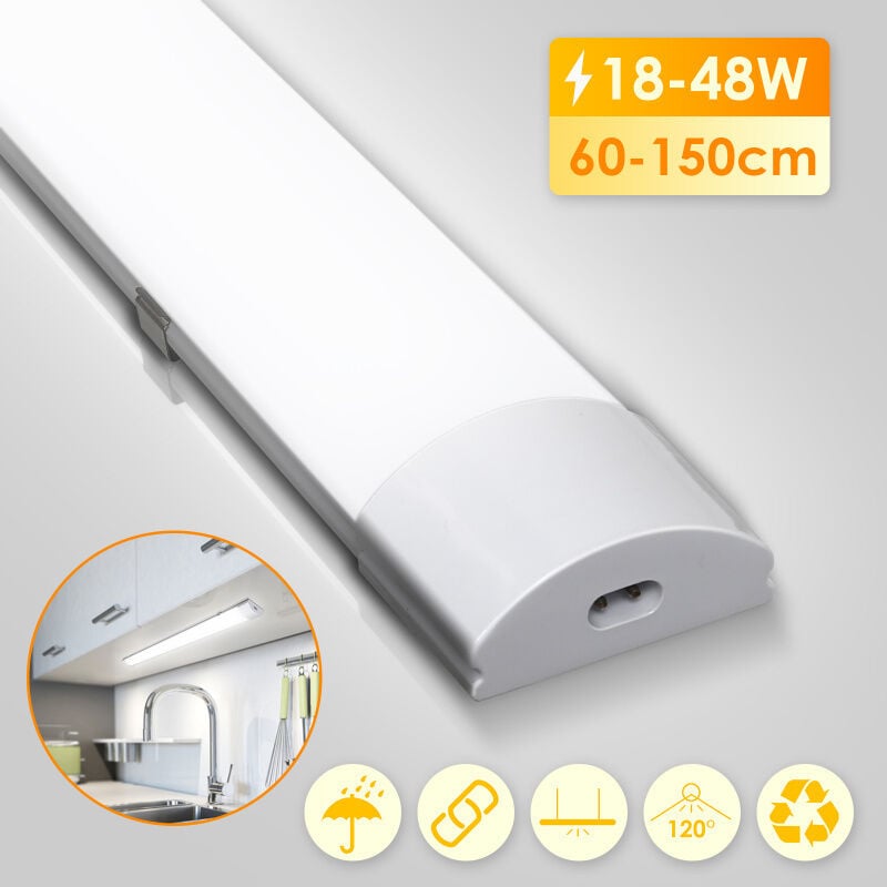 Lampe led pour locaux humides Lampe pour locaux humides blanc neutre 120 cm atelier IP65 - Swanew