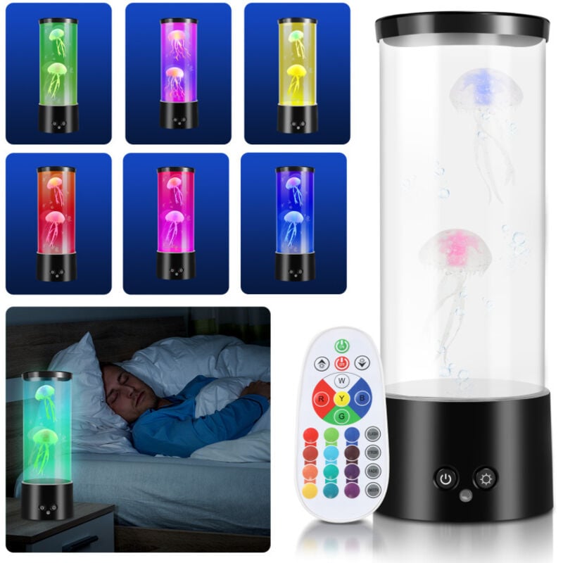 Swanew - Lampe méduse à led, lampe d'ambiance colorée pour aquarium, lampe méduse ronde pour la décoration intérieure, étude