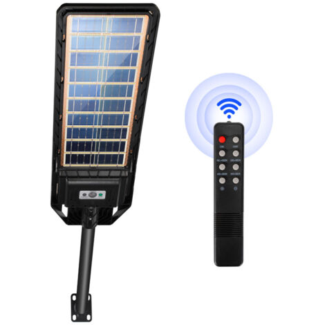 SWANEW Lampione stradale solare LED 6500K con sensore di movimento integrato. pannello solare. batteria da 100W