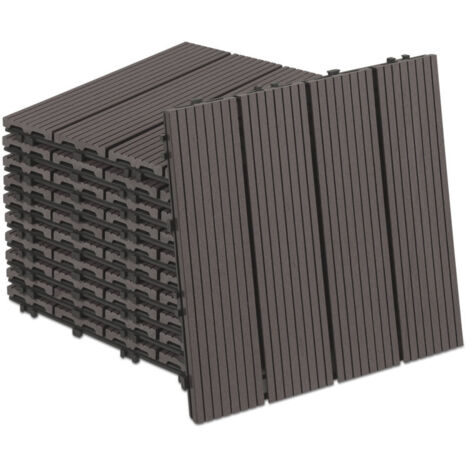 SWANEW Lastra per terrazza Piastrelle in legno per giardino, Piastrelle per terrazza 30x30 cm, Impermeabile, Sistema Café Click 55pz