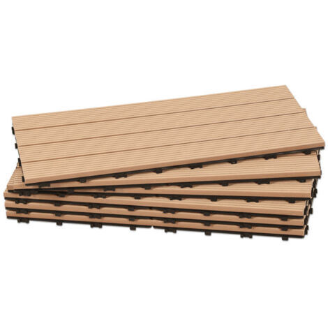 SWANEW Lastra per terrazza Piastrelle in legno per giardino, Piastrelle per terrazza 30x60 cm, Impermeabile, Sistema a clic Beige 6pz