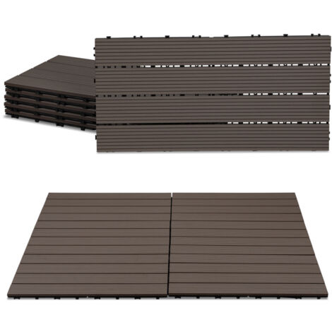 SWANEW Lastra per terrazza Piastrelle in legno per giardino, Piastrelle per terrazza 30x60 cm, Impermeabile, Sistema Café Click 24 pezzi