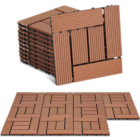 SWANEW Lastra per terrazza Piastrelle per terrazza in WPC per esterni, 30x30 cm, resistente agli agenti atmosferici, sistema a innesto, marrone 22 pz