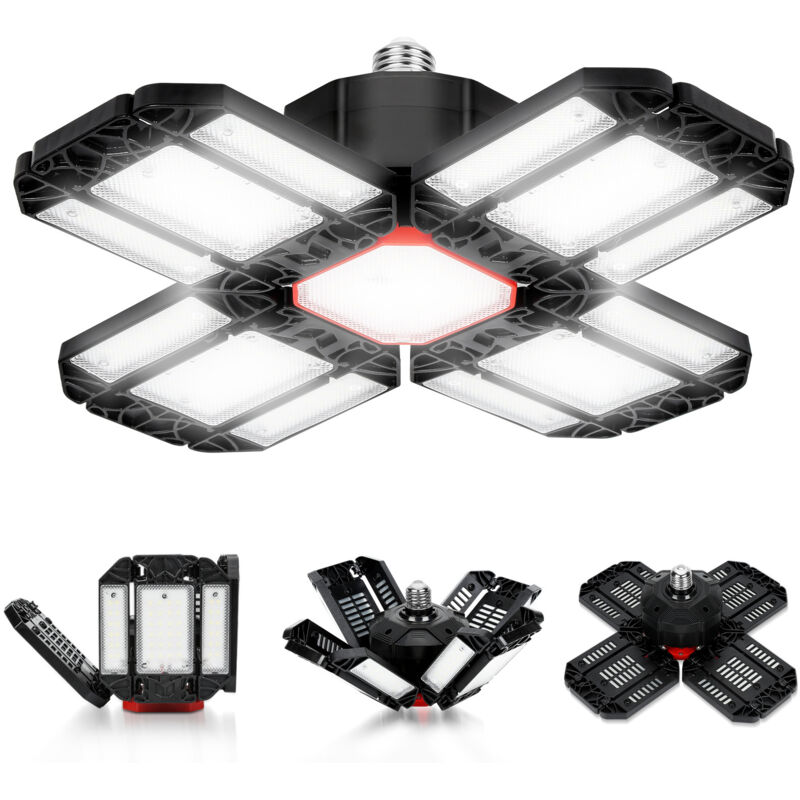 Swanew - led de garage 200W Éclairage led garage - 20000 lm - Lampe d'atelier - Plafonniers déformables - Panneaux E26/E27