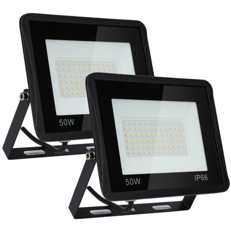 Projecteurs led à l'extérieur Spot éclairage de sécurité extérieurs étanches IP66 pour jardin garage 2x50W Blanc Chaud - Swanew
