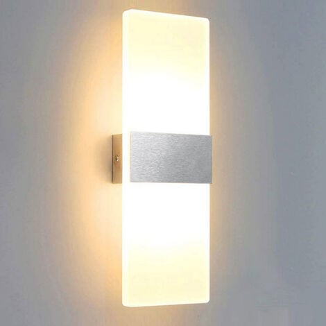 SWANEW LED Wandleuchte Innen/Außen Wandleuchten Modern Wandlampe Wandbeleuchtung Treppenhaus Flur Warmweiß 12W