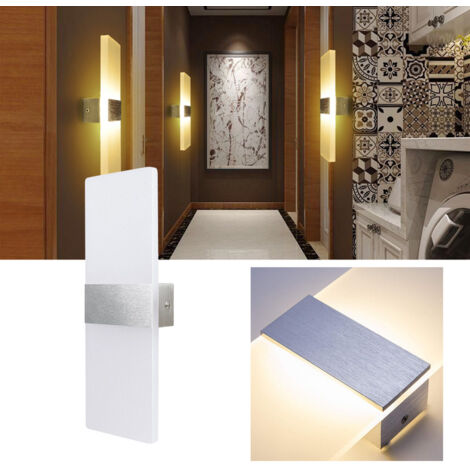 SWANEW LED Wandleuchte Innen/Außen Wandleuchten Modern Wandlampe Wandbeleuchtung Treppenhaus Flur Warmweiß 2X 12W - Weiß
