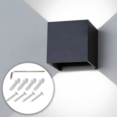 SWANEW LED Wandleuchte Wandbeleuchtung Deko IP65 Wandlampe Außen Treppen Innen 7W Schwarz Kaltweiß - Schwarz