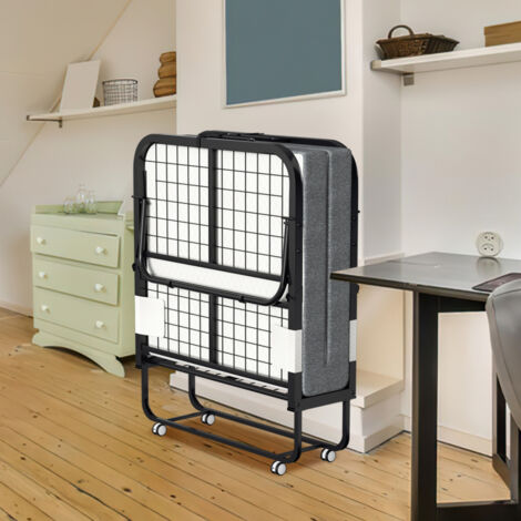 SWANEW Letto per ospiti 80x190cm con materasso, su ruote, pieghevole, letto pieghevole fino a 120 kg, portatile