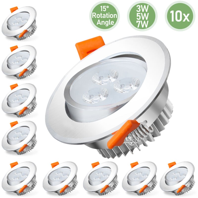 Lot de 10 spots à encastrer 3W Blanc froid led spots orientables éclairage plafond - Swanew