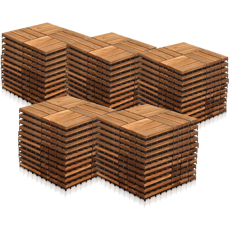 Swanew - Lot de 55 dalles en bois d'acacia 5m² classique résistant aux intempéries 30x30x2.4cm