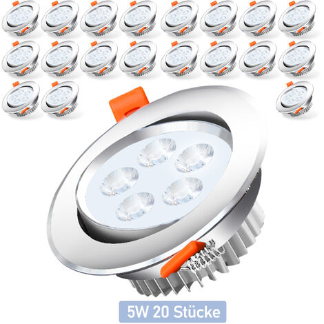 SWANEW Lot de 20 Spots Encastrable LED Intégrés spots à encastrer chaud LED spots orientables éclairage plafond