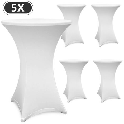 RANDACO SWANEW Lot de 5 housses blanches pour table haute pliante 105 CM,Blanc,Ø 60-65 cm