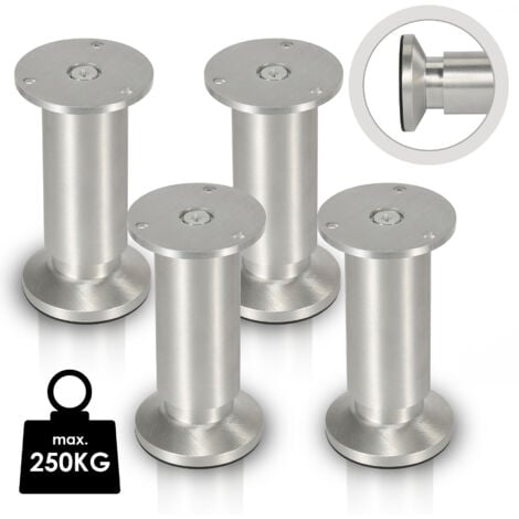 SWANEW Lot de 8 Pieds de meubles ajustable ±15mm base ronde Moderne Pieds de Armoire pour Table Hauteur 180mm