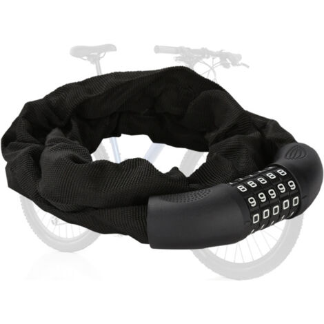 SWANEW Lucchetto per bicicletta lucchetto per ciclomotore lucchetto a combinazione nero 120cm per numeri di biciclette