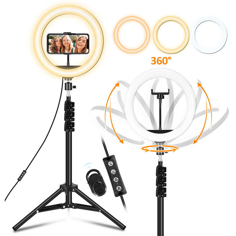 Image of SWANEW Luce ad anello con treppiede Lampada USB 26cm Selfie Ring Light Luce ad anello LED per Tiktok/Youtube/Make-up