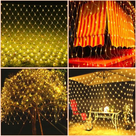 SWANEW Luce di tenda LED 3x2M Luce di stringa Luce esterna 8 modi Bianco caldo
