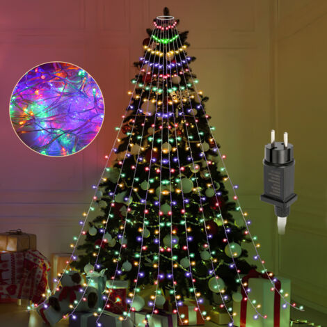 SWANEW Luci dell'albero di Natale 280 LED con anello impermeabile Luci dell'albero di Natale bianco caldo RGB