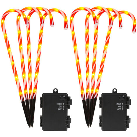 SWANEW Luci di Natale all'aperto. set di 8 luci di canna di Natale. luci a led per giardino all'aperto