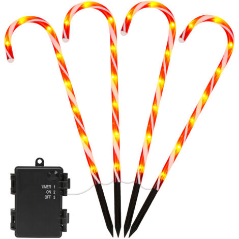SWANEW Luci per canne di Natale. luci per canne di zucchero. luci a led per esterni. luci per canne da giardino. 4x