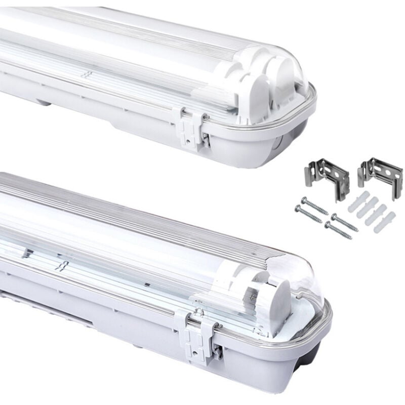 Luminaire led pour pièces humides 60 cm, 2 x 18 w Tube led pour atelier, plafonnier pour bureau, entrepôt, cuisine, parking, Blanc froid - Swanew