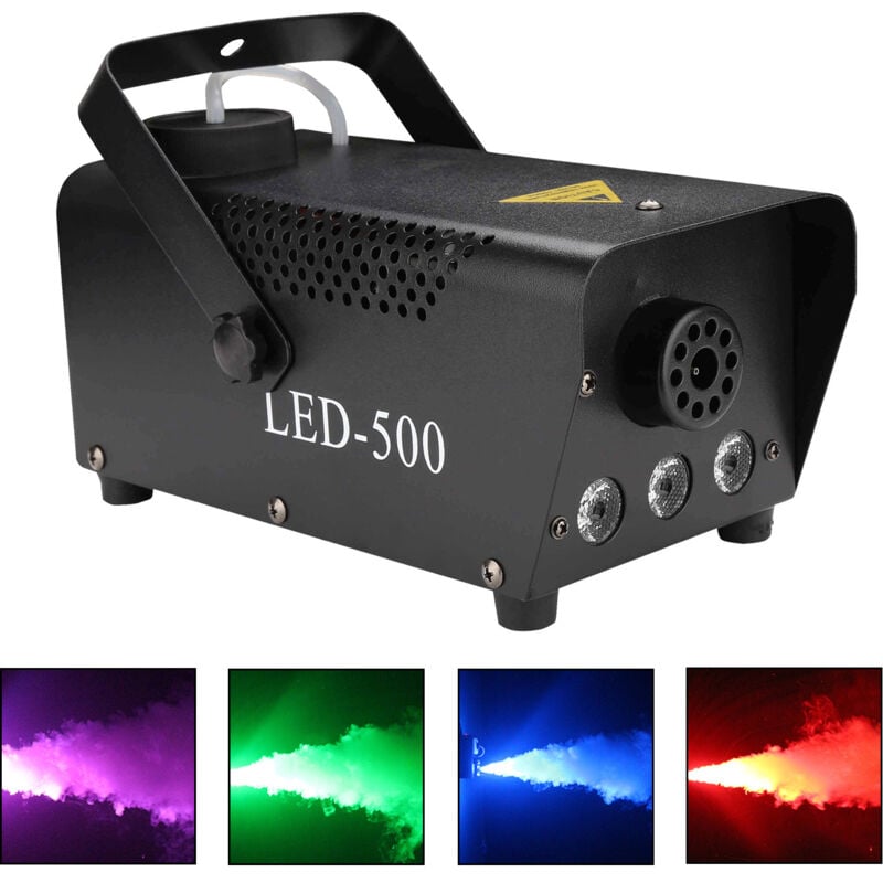 Machine à Fumée 500 Watts avec 3 LEDs rgb - Noir, Facile à transporter, Puissante et Compacte - Swanew