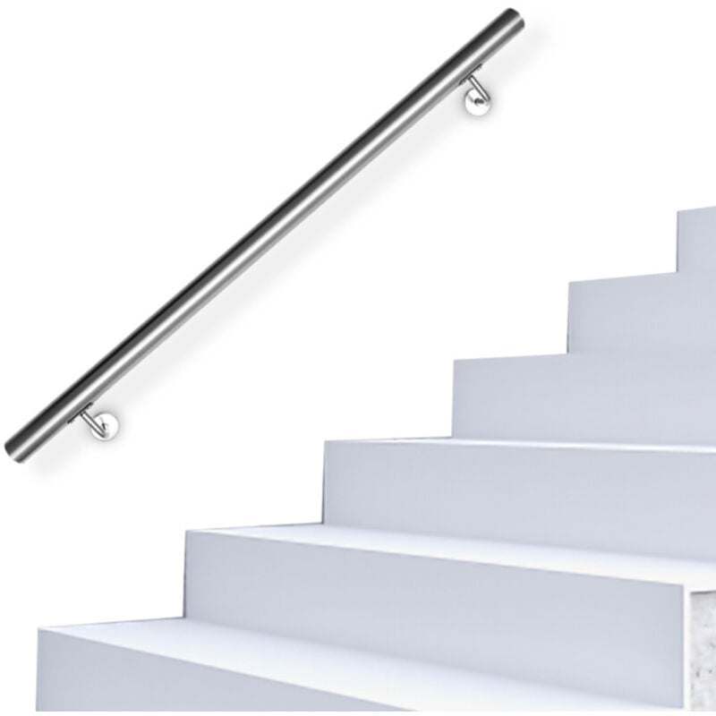 Swanew - Main courante en acier inoxydable Rampe d'escalier Support mural Dispositif de fixation Escaliers Acier affiné 80cm